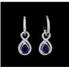 Image 1 : 1.88 ctw Blue Sapphire and Diamond Earrings - 14KT White Gold