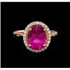 Image 2 : 14KT Rose Gold 2.95 ctw Tourmaline and Diamond Ring