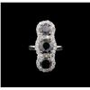 Image 2 : 7.02 ctw Black Diamond Ring - 14KT White Gold