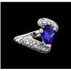 1.75 ctw Tanzanite and Diamond Ring - 14KT White Gold