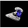 Image 1 : 1.75 ctw Tanzanite and Diamond Ring - 14KT White Gold