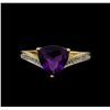 Image 2 : 2.06 ctw Amethyst and Diamond Ring - 14KT Yellow Gold