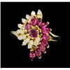 Image 2 : 1.20 ctw Ruby and Diamond Ring - 14KT Yellow Gold