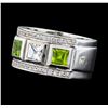 Image 1 : Crayola 0.90 ctw Peridot and White Sapphire Ring - .925 Silver