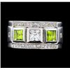 Image 2 : Crayola 0.90 ctw Peridot and White Sapphire Ring - .925 Silver