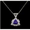 Image 2 : 5.51 ctw Tanzanite And Diamond Pendant & Chain - 14KT White Gold