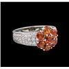 Image 1 : 2.46 ctw Orange Sapphires and Diamond Ring - `14KT White Gold