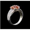Image 3 : 2.46 ctw Orange Sapphires and Diamond Ring - `14KT White Gold