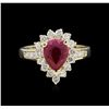 Image 2 : 1.53 ctw Ruby and Diamond Ring - 14KT Yellow Gold