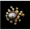 Image 1 : Tahitian Pearl and Diamond Ring - 14KT Yellow Gold