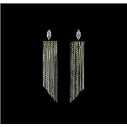 Dangle Crystal Teardrop Earrings - Rhodium Plated