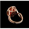 Image 3 : 6.62 ctw Coral and Diamond Ring - 14KT Rose Gold
