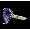 Image 1 : 5.31 ctw Tanzanite and Diamond Ring - 14KT White Gold