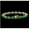 Image 2 : 20.04 ctw Emerald and Diamond Bracelet - 14KT Yellow Gold