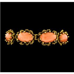 25.55 ctw Coral Bracelet - 10KT Yellow Gold