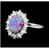 Image 1 : 1.28 ctw Opal And Diamond Ring - 18KT White Gold