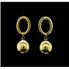 Image 1 : 14mm Satin Bead and Glossy Post Earrings - Gold Plated