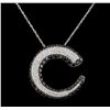 Image 2 : 1.00 ctw Diamond Pendant With Chain - 14KT White and Black Rhodium Plated Gold