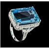 Image 4 : 21.47 ctw Aquamarine And Diamond Ring - 18KT White Gold