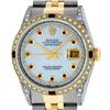 Image 1 : Rolex Mens Two Tone Diamond Lugs Mother Of Pearl Ruby and Diamond Datejust Wrist