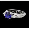 Image 1 : 1.84 ctw Blue Sapphire And Diamond Ring - 18KT White Gold