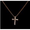 Image 1 : 0.31 ctw Diamond Cross Pendant With Chain - 14KT Rose Gold