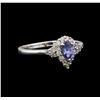 Image 1 : 14KT White Gold 0.35 ctw Tanzanite and Diamond Ring
