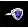 14KT White Gold 3.40 ctw Tanzanite and Diamond Ring