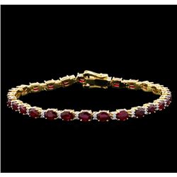 11.35 ctw Ruby and Diamond Bracelet - 14KT Yellow Gold