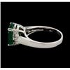 Image 3 : 3.73 ctw Emerald and Diamond Ring - 14KT White Gold