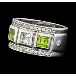 Crayola 0.90 ctw Peridot and White Sapphire Ring - .925 Silver