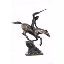 Down Hill Cowboy With Gun Bronze Sculpture