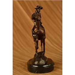 Trooper Bronze Sculpture Man Riding Horse Figurine