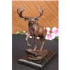 Image 2 : Male Moose Hunting Bronze Sculpture on Marble Base Statue