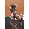 Image 5 : Male Moose Hunting Bronze Sculpture on Marble Base Statue