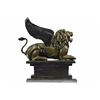 Image 7 : Lion Of Venice Winged Bronze Sculpture on Marble Base Figure