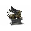 Image 8 : Lion Of Venice Winged Bronze Sculpture on Marble Base Figure