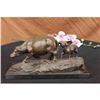 Image 1 : Bull with Calf Bronze Sculpture on Marble Base Statue