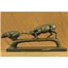 Image 1 : Elk Stag Confrontation Brown Bear Bronze Sculpture