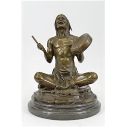 Native American Chanting Bronze Sculpture