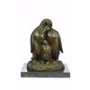 Image 1 : Emperor penguin and family bronze sculpture on Marble Base statue