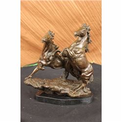 Two rearing horses bronze sculpture