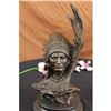 Image 2 : Native American With Eagle Bronze Statue on Marble Base Sculpture