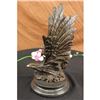 Image 4 : Native American With Eagle Bronze Statue on Marble Base Sculpture