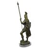 Image 8 : Roman Warrior With Armor Bronze Sculpture on marble base Statue