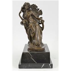 Victorian Beauty Sitting Bronze Sculpture on Marble base Figurine