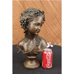 Bronze Sculpture Wonderful Bust Young Lady By Thomas Art Deco Hot Cast Figurine