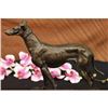 Image 6 : Grey Hound Bronze Statue Racing Dog Trophy on Marble Base Figurine