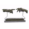 Image 7 : Touching Hand Bronze Sculpture on Marble Base Statue