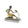 Image 9 : Lady And The Parrot Bronze Sculpture on marble base